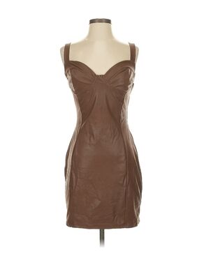 naked wardrobe Brown Faux Leather Mini Dress